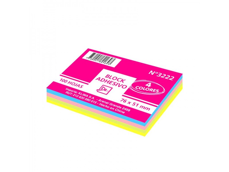 POST IT 50 X 76mm. 4 COLORES X 100 HOJAS
